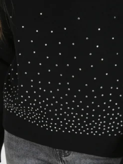 Nova Pullover dolcevita da donna con strass - nero