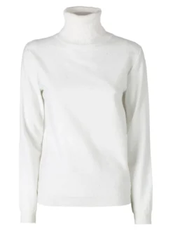 Nova Pullover dolcevita donna con paillettes - bianco