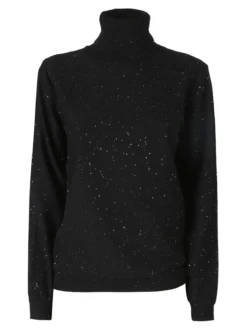 Nova Pullover dolcevita donna con paillettes - nero