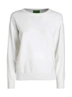 Nova Pullover donna girocollo con strass - bianco