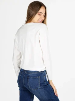 Nova Pullover donna girocollo con strass - bianco
