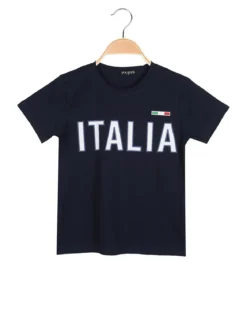 Paris T-shirt da ragazzo in cotone con stampa ITALIA - blu scuro