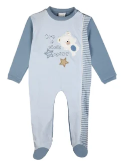 Pastello Pigiama intero da neonato con zip intera - azzurro