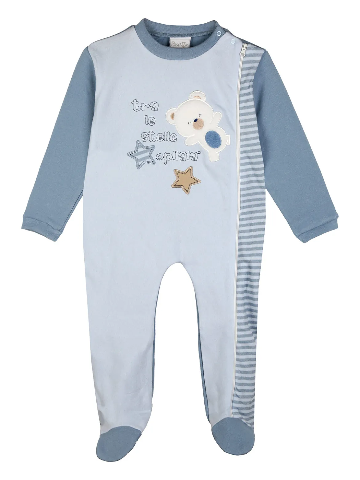 Pastello Pigiama intero da neonato con zip intera - azzurro