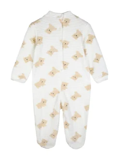 Pastello Tutina in ciniglia da neonati con stampe - beige