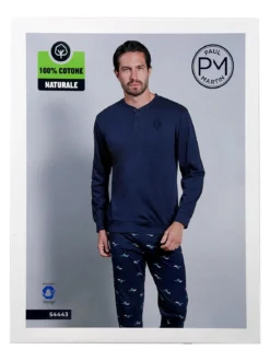 Paul Martin Pigiama lungo da uomo in cotone naturale - jeans