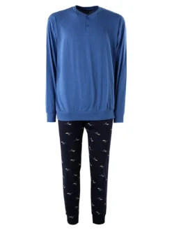 Paul Martin Pigiama lungo da uomo in cotone naturale - jeans