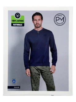 Paul Martin Pigiama lungo da uomo in cotone naturale - jeans