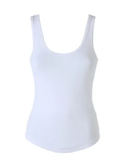 Peafowl Top da donna in cotone elasticizzato a costine - bianco