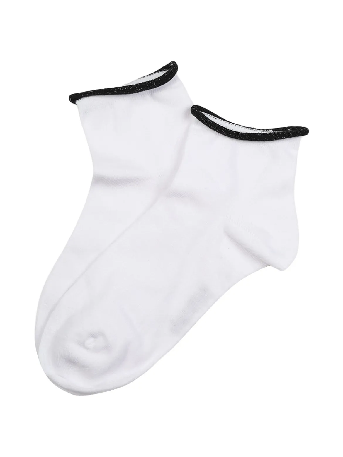 Pierre Cardin Calze corte da donna in cotone con bordo in lurex - bianco