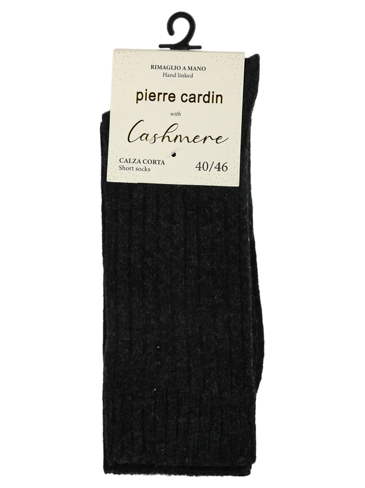 Pierre Cardin Calze corte da uomo in misto lana e cashmere a coste - nero