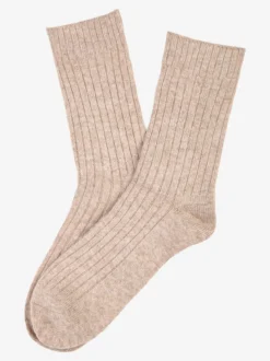 Pierre Cardin Calze corte donna in misto lana e cashmere a costine - beige
