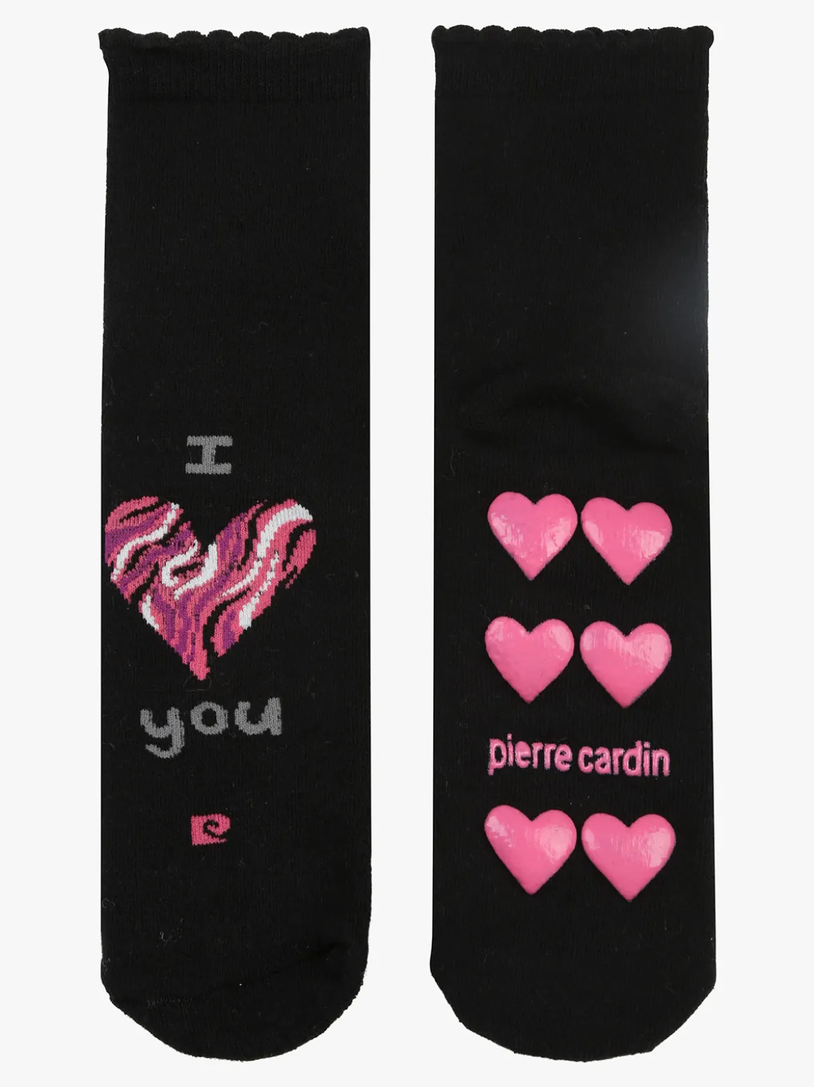 Pierre Cardin Calze da donna con antiscivolo a cuori - nero