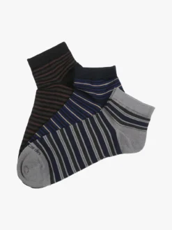 Pierre Cardin Confezione da 3 paia di calze corte rigate da uomo in filo di scozia