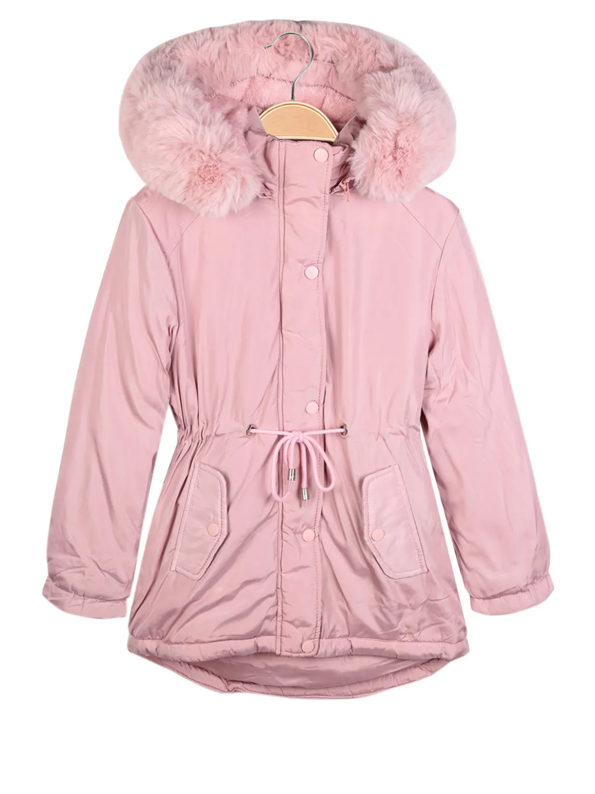 Pink Baby Parka imbottito da bambina con cappuccio