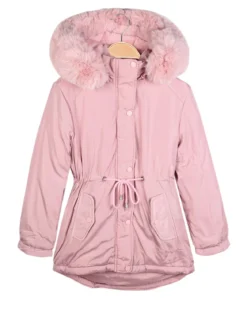 Pink Baby Parka imbottito da bambina con cappuccio