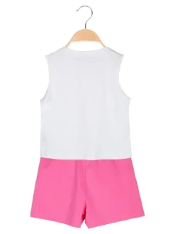 Pink Girl Completo corto da bambina 2 pezzi top e shorts con micro borchie - fucsia