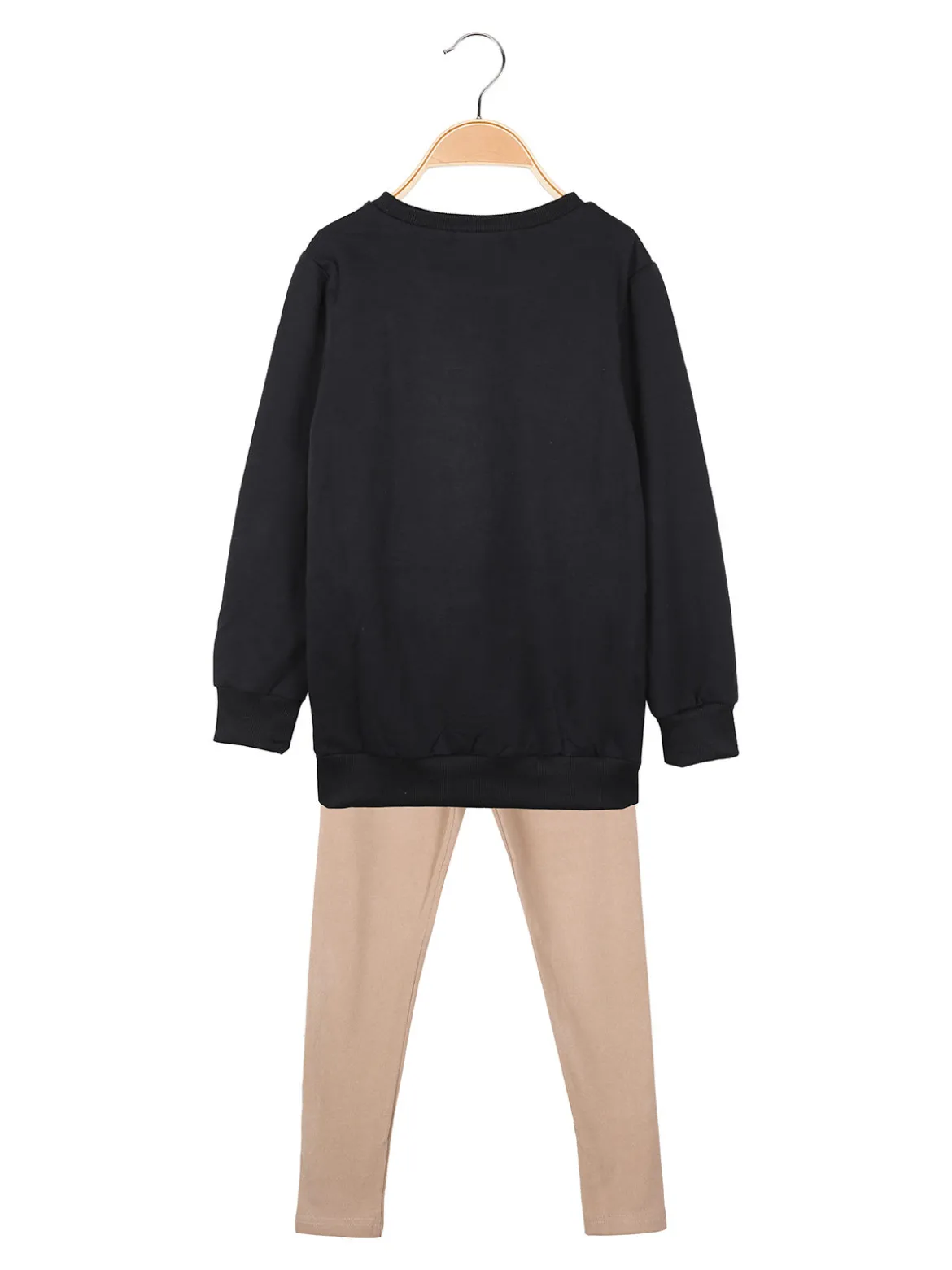 Pink Girl Completo 2 pezzi da bambina con felpa e leggings in pile - nero