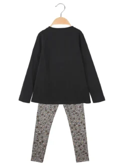 Pink Girl Completo 2 pezzi da bambina con maglietta e leggings cuori - nero