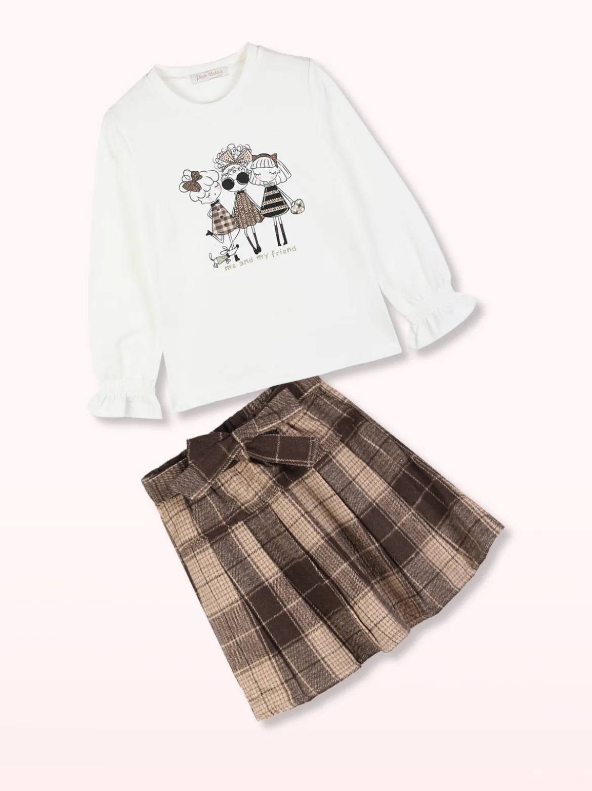 Pink Rabbit Completo 2 pezzi da bambina con gonna corta