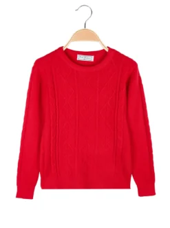 Pink Rabbit Maglione girocollo da bambina a trecce