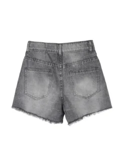 Pink Rabbit Shorts da ragazza in jeans con micro borchie - nero