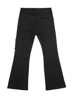 Pink Shell Jeans a zampa da bambina con strass - nero