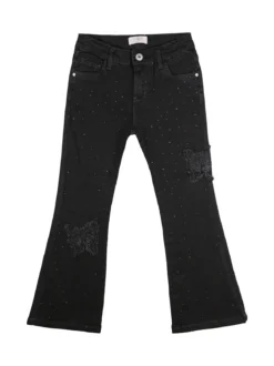 Pink Shell Jeans a zampa da bambina con strass - nero
