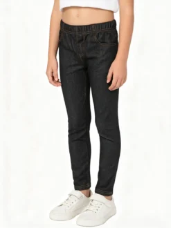 Pink Shell Jeggings da bambina con interno felpato - nero