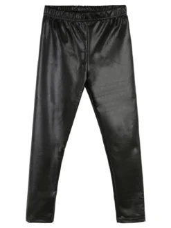 Pink Shell Leggings da bambina in similpelle