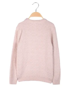 Pink Shell Maglione lurex da bambina con dettaglio in tulle - rosa