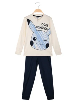 Pokémon Pigiama lungo da bambino in cotone interlock - panna