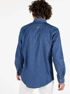 Polo Club Camicia da uomo in jeans a maniche lunghe