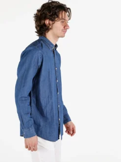 Polo Club Camicia da uomo in jeans a maniche lunghe