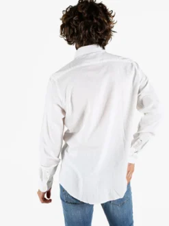 Polo Club Camicia da uomo in misto lino e cotone a maniche lunghe