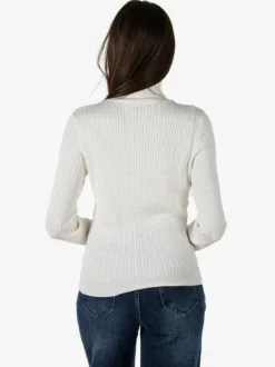 Polo Club Pullover dolcevita donna in maglia intrecciata - panna