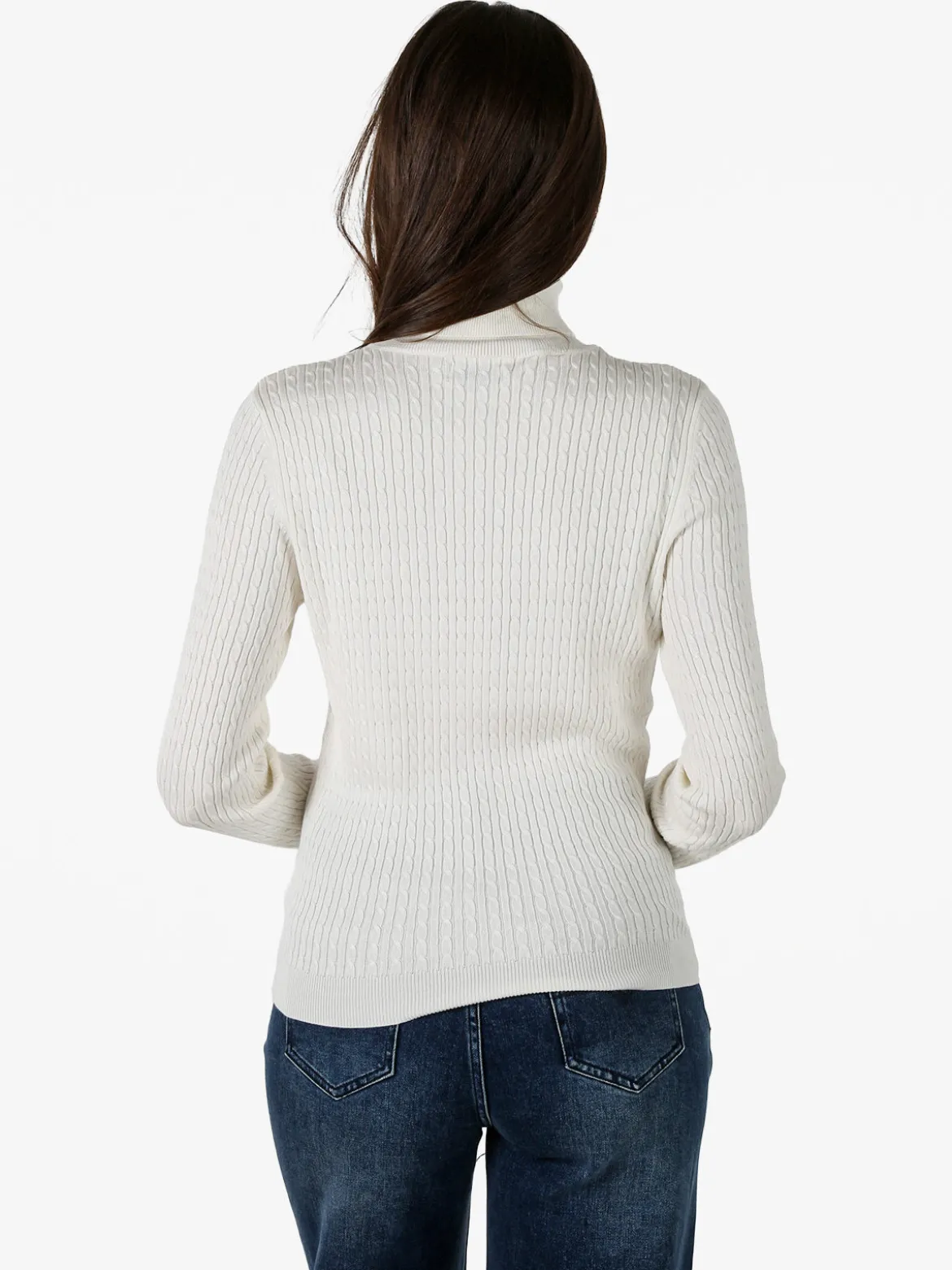Polo Club Pullover dolcevita donna in maglia intrecciata - panna