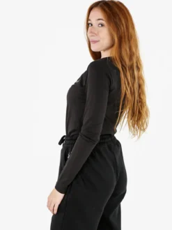 Polo Club T-shirt girocollo da donna a maniche lunghe in cotone - nero