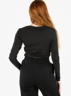 Polo Club T-shirt girocollo da donna a maniche lunghe in cotone - nero