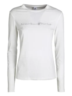 Polo Club T-shirt girocollo da donna a maniche lunghe in cotone - bianco