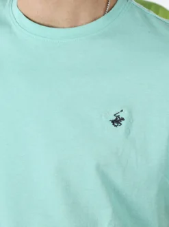 Polo Club T-shirt girocollo da uomo in cotone - acqua marina