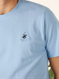 Polo Club T-shirt girocollo da uomo in cotone - azzurro