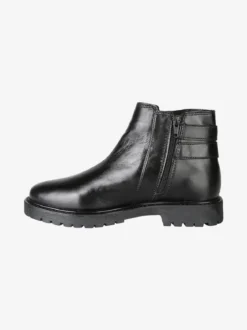 Posch Stivaletti donna in pelle con doppia fibbia e zip - nero