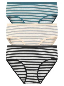 Power Flower Slip donna in cotone a righe. Confezione da 3 paia
