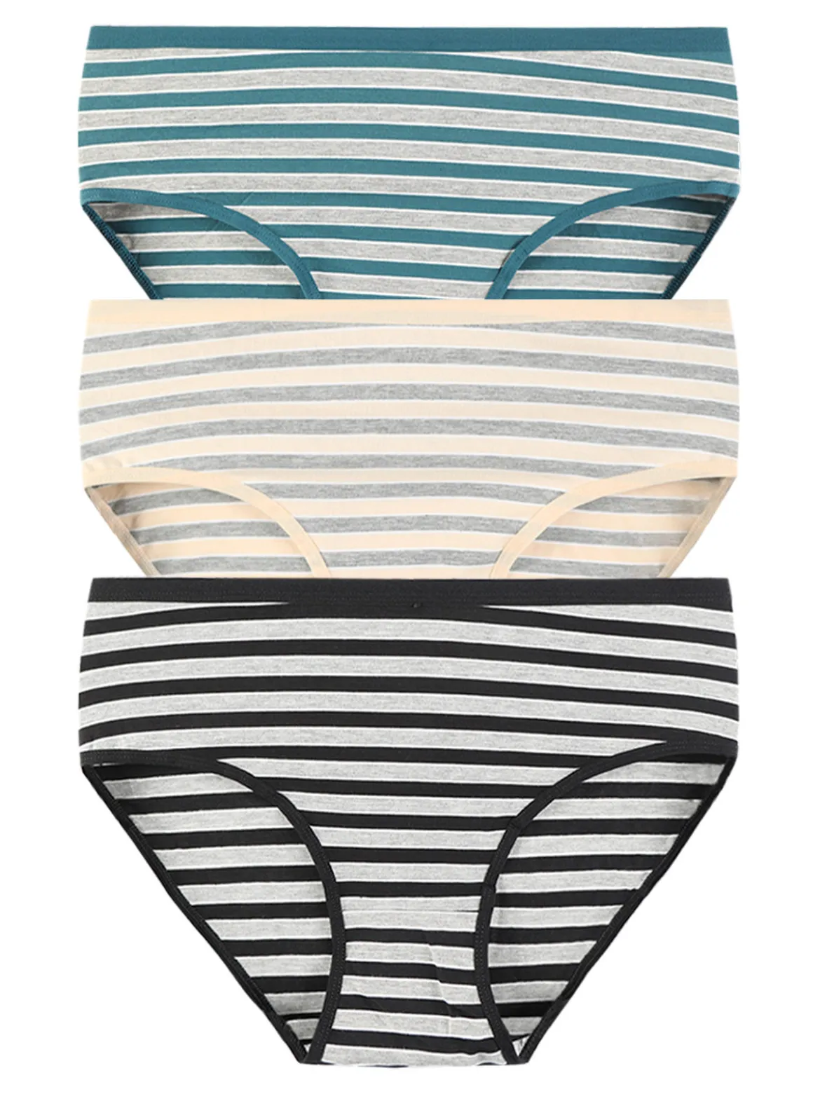 Power Flower Slip donna in cotone a righe. Confezione da 3 paia
