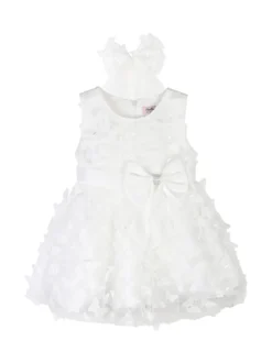 Pretty Baby Abito da cerimonia per neonate in tulle con fiocco per capelli