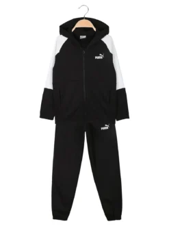 Puma ESS BLOCK SWEAT SUIT Completo tuta invernale da ragazzo con cappuccio e zip - nero