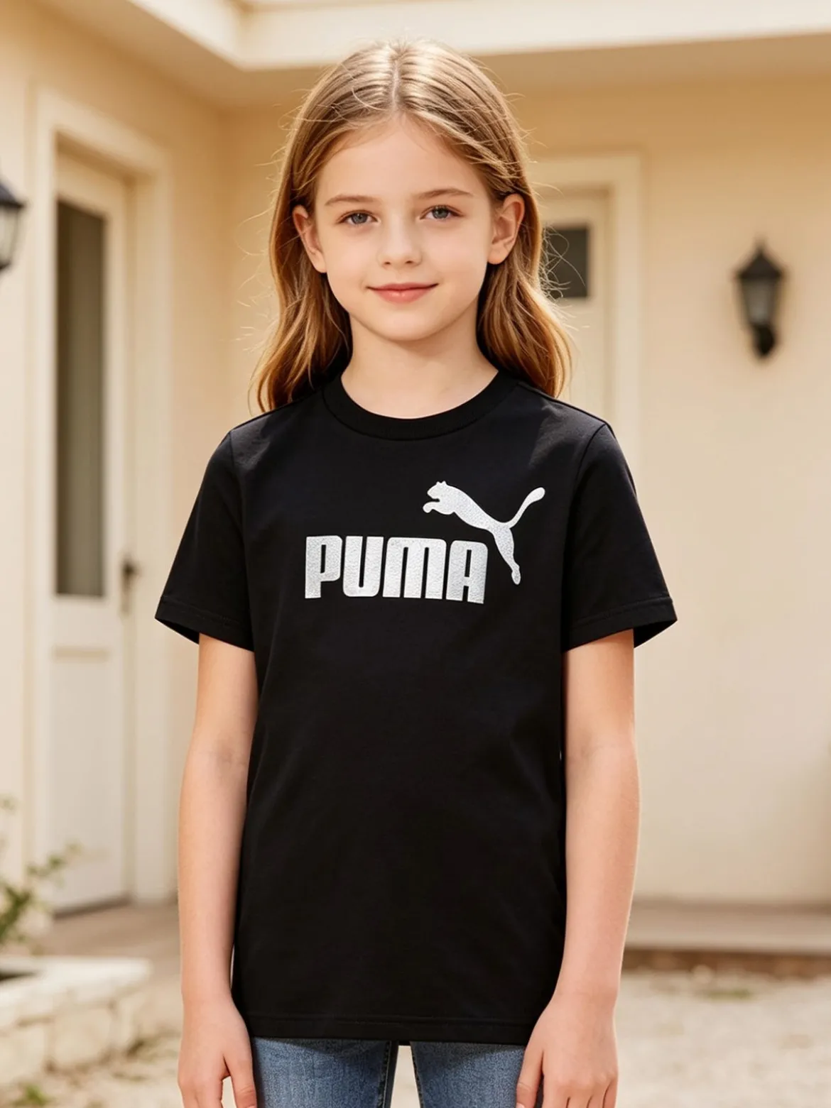 Puma ESS + TEXTURED FOIL BIG LOGO T-shirt da ragazza