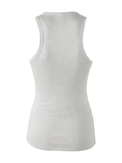 Pura Canotta da donna in cotone lamè - argento