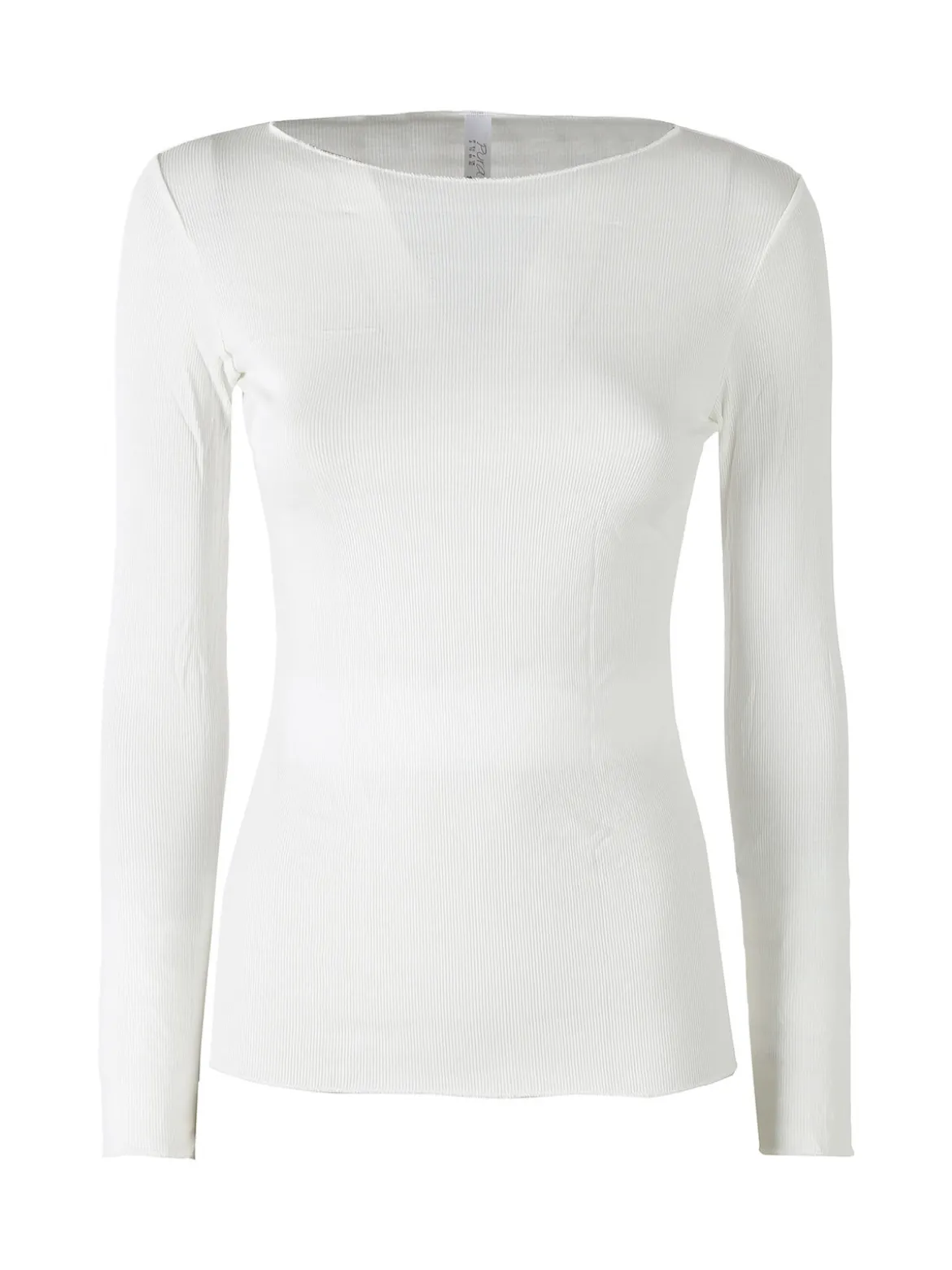 Pura P0735M Maglietta donna a costine in cashmere con scollo a barca - naturale